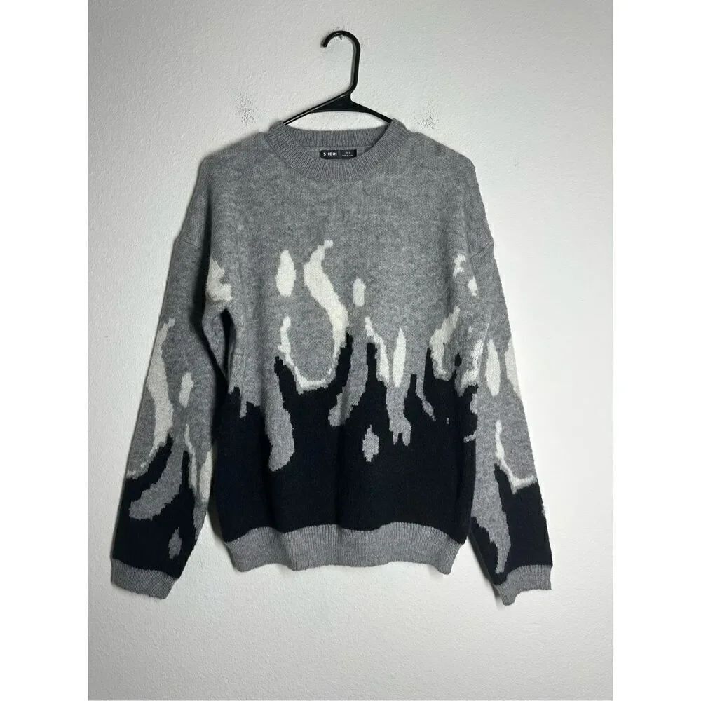 SHEIN Women’s Textured Knit Monochrome Flame Knit Sweater Size S